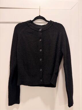 Universal Thread Black Button-Up Rib Knit Cardigan